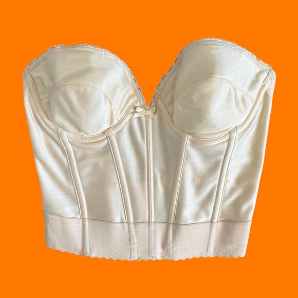 90's vintage cream satin bustier corset XS SMALL - Picture 1 of 11